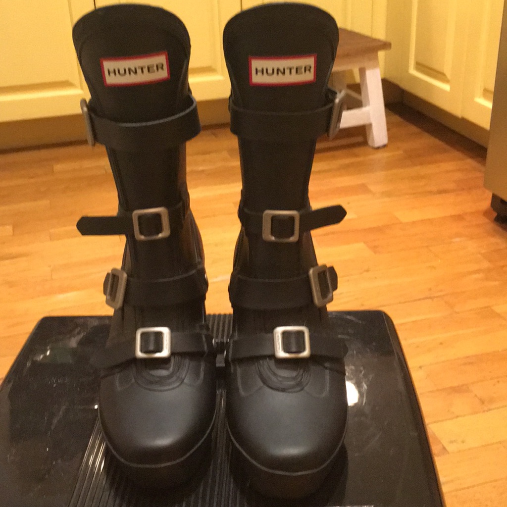 Hunter Boots Rain Boots Wedge W/ Buckles Details